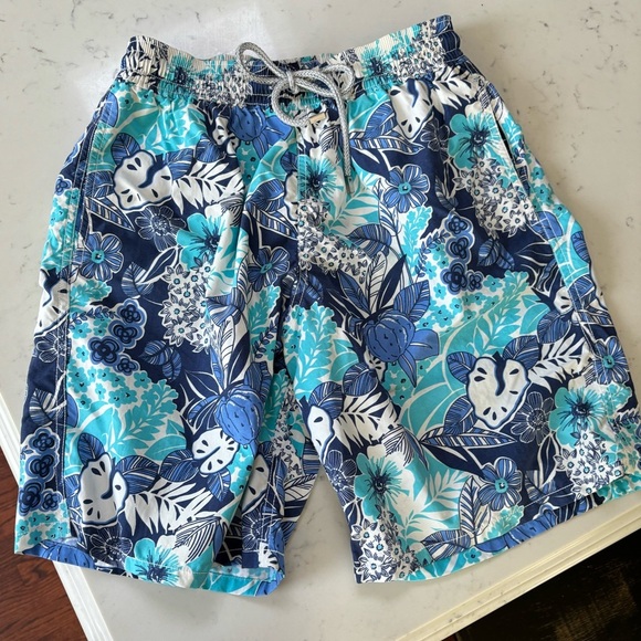 Vilebrequin Kids Swim Trunks - Blue and White - Picture 5 of 7